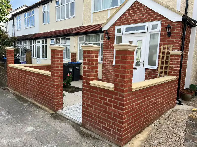 Brick front boundary wall and pillars