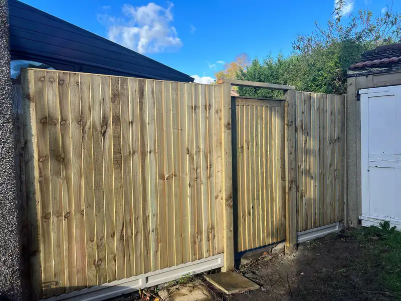 Closeboard fence and matching timber gate